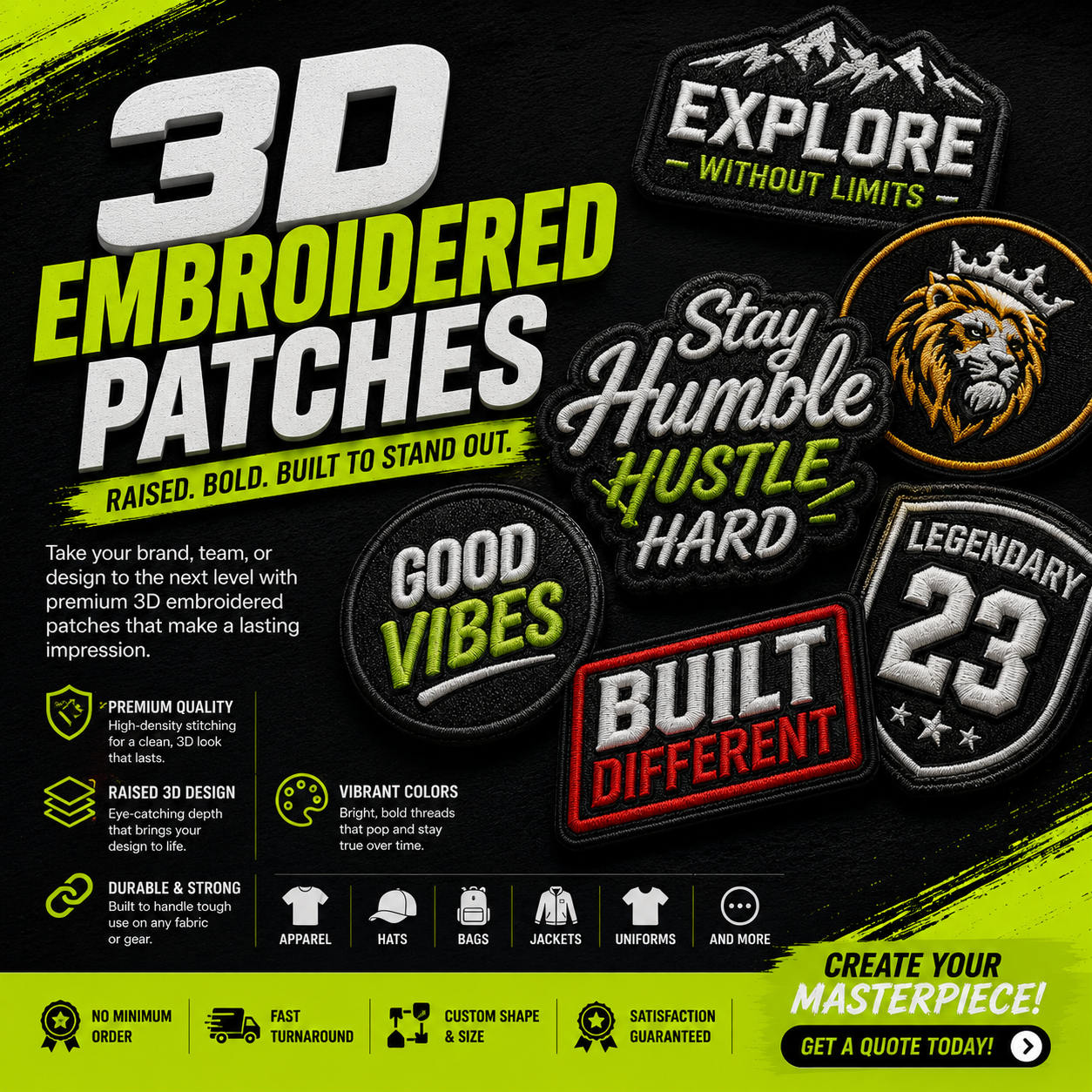 3D Embroidered Patches